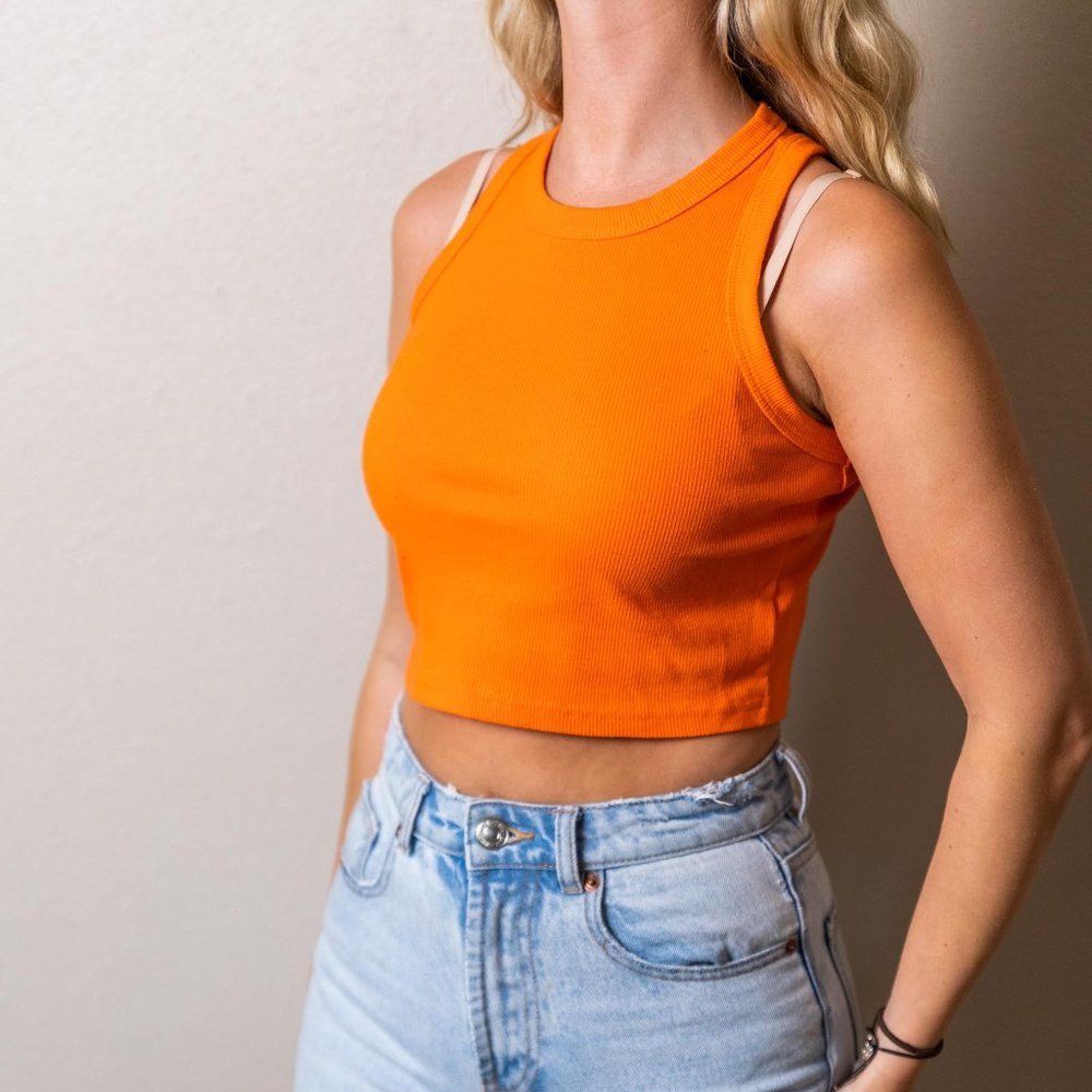 RIbbed Orange Crop Top